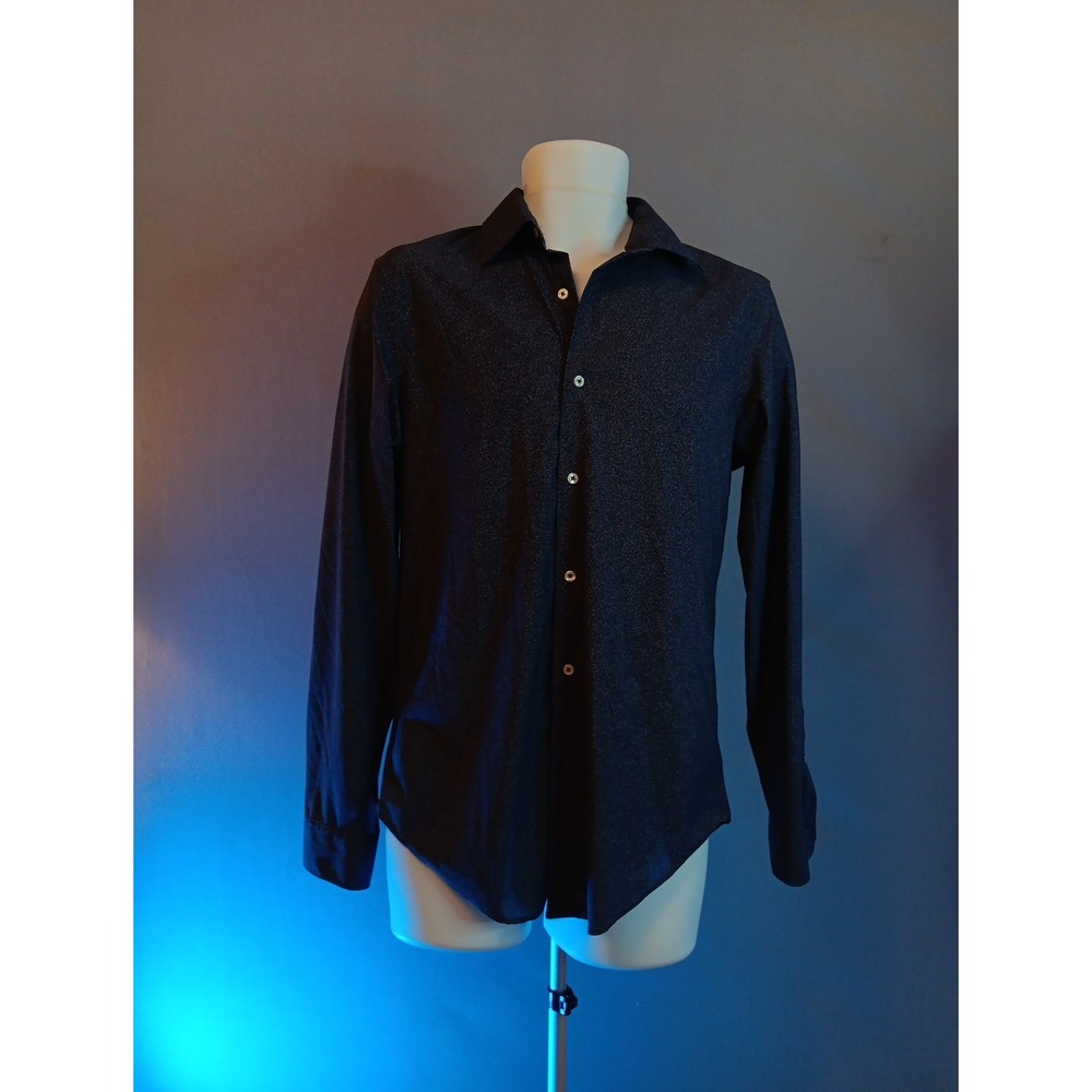 Zara Men button up shirt Small navy micro print Regular slim fit long sleeve